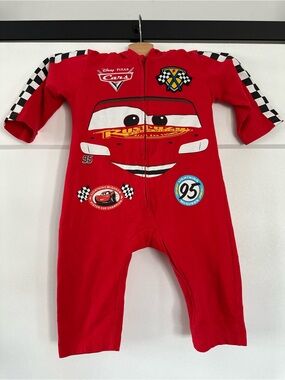 Disney Pixar Cars Lightning McQueen Zip Front Romper | 12-18 Months 🏎️ 🏁